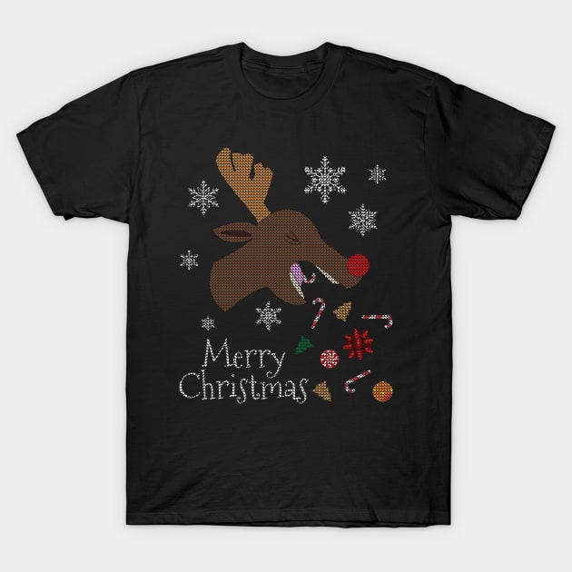 Sick Santa Reindeer T-Shirt by Sleazoid